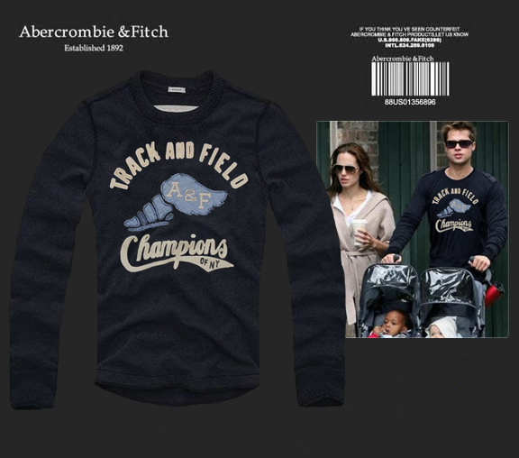 Abercrombie Fitch Hombres De Cuello Redondo Con Gente Fotos Largo Remera AF6118